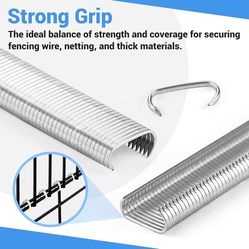 Meite Hog Rings, 16 Gauge 11/16" Crown P7 Galvanized Hog Ring Staples for Fabric, Fence/Case, Wreaths/Ornments, Bag Closing, Net Binding (2,500 Counts) - Image 4